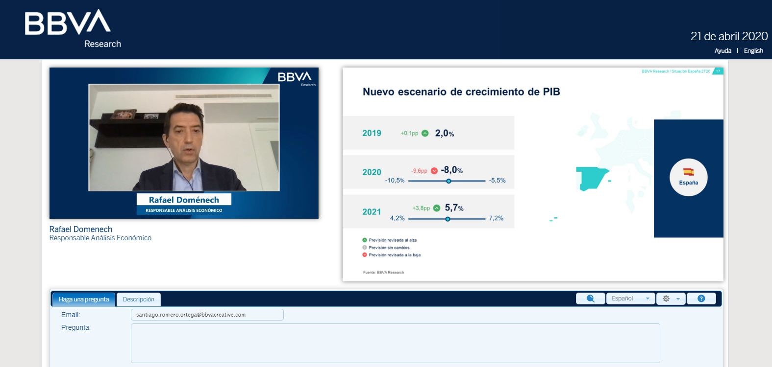 Bbva Research Prev Un Retroceso Del Pib Nacional Del En Y Una