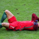 Cristiano Ronaldo, lesionado en la final de la Eurocopa entre Portugal y Francia
