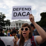 Protesters gather outside the White House to protest possible end of DACA- DC