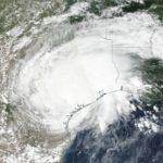 A photo of Hurricane Harvey as seen from space in a photo from NASA.